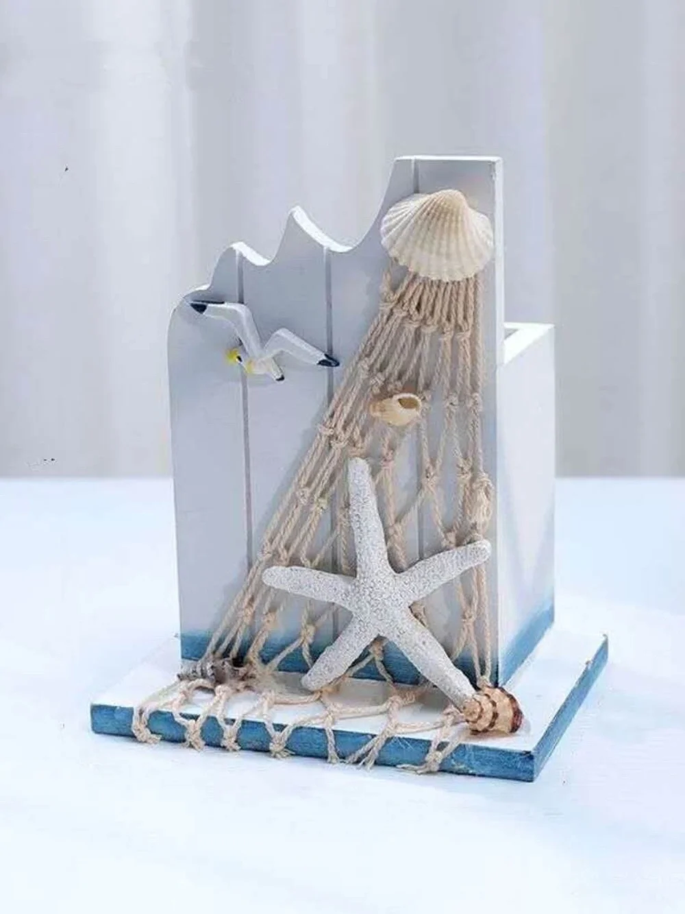 Wooden Pen holder Nautical Theme Nautical Desk Decor Organizer Mediterranean